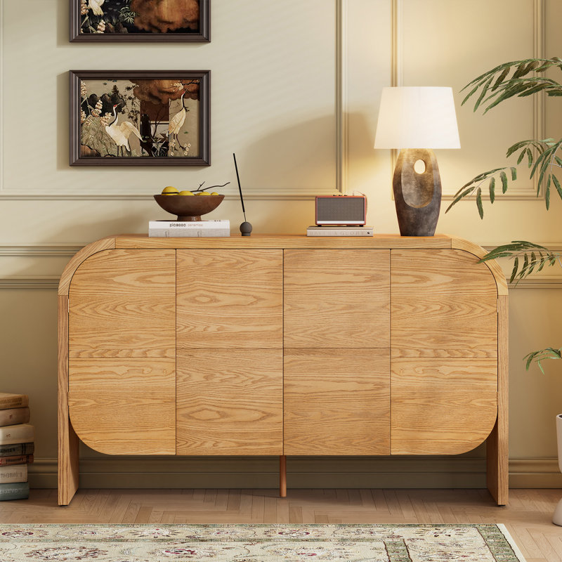 Buffet 4 portes avec grand rangement, Naturel