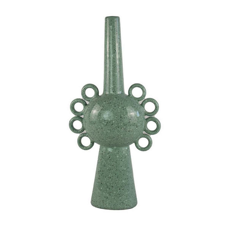 Kary Flower Vase, Unique 3D Look, Narrow 23 Inch Ceramic, Sage Green