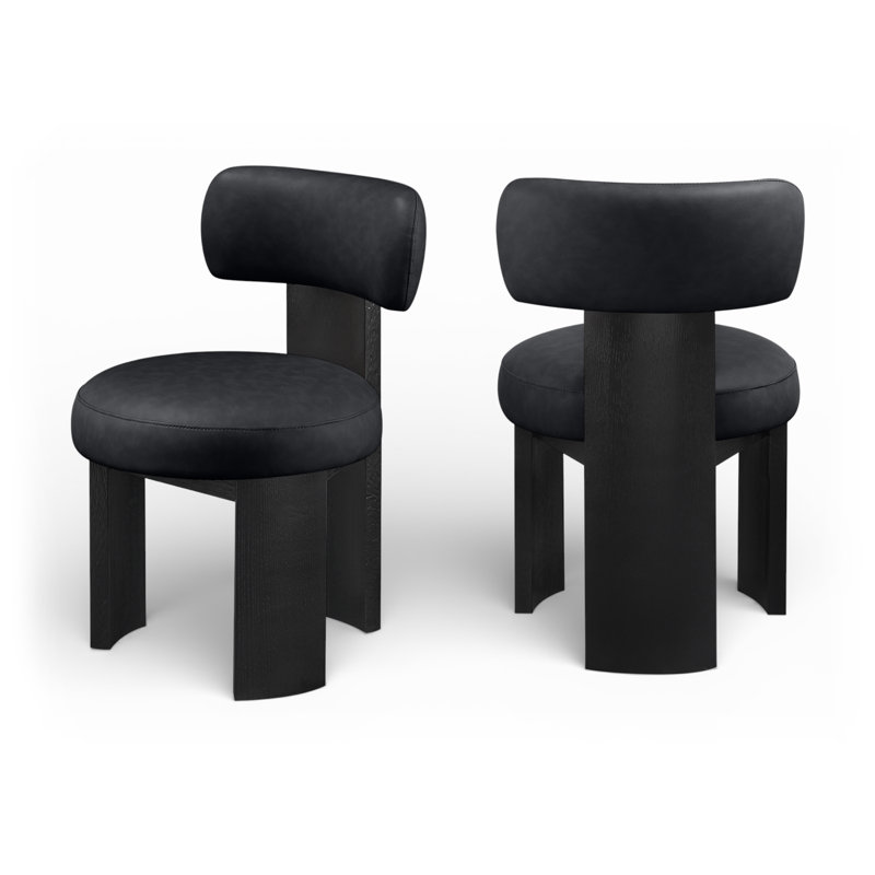 Chaise rembourrée en cuir végétalien Atelier, Cuir végétalien noir, Noir