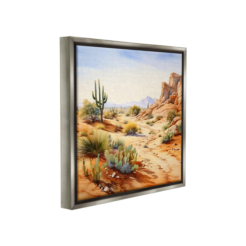 "Scenic Desert Plateau" par RB sur, Cadre flottant gris lustré, H 18 po x l 18 po