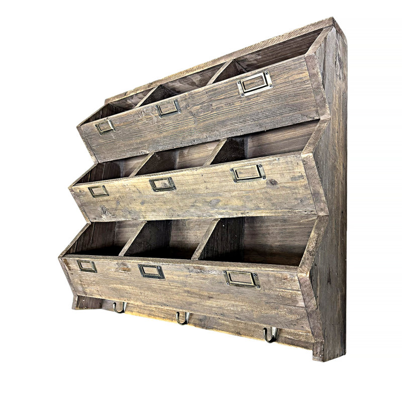 9 Cube Solid Wood Organizer Wall Shelf