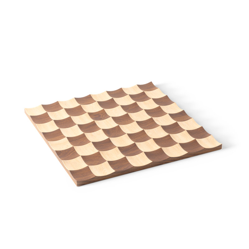 Modern Walnut and Maple Wobble Chess Set with Chrome Accents