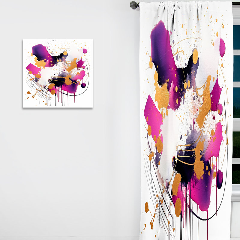 Purple Gold Whispered Abstractions I - Modern Curtain - Velvet Room Darkening - 1 panel, 52" W x 84" L