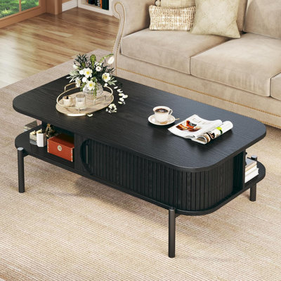 Petite table basse avec rangement pour porte coulissante cannelée de chambre à coucher