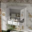 Armoire de salle de bain avec miroir, armoire de rangement murale avec tiroirs et crochets de rangement-1411549607