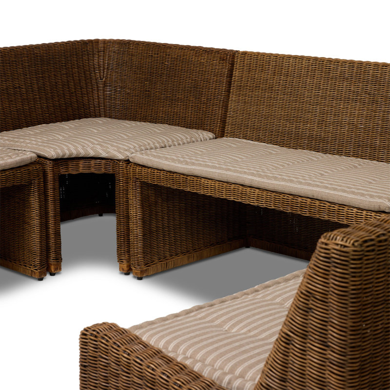 Senna Solid Wood and Rattan Bench
