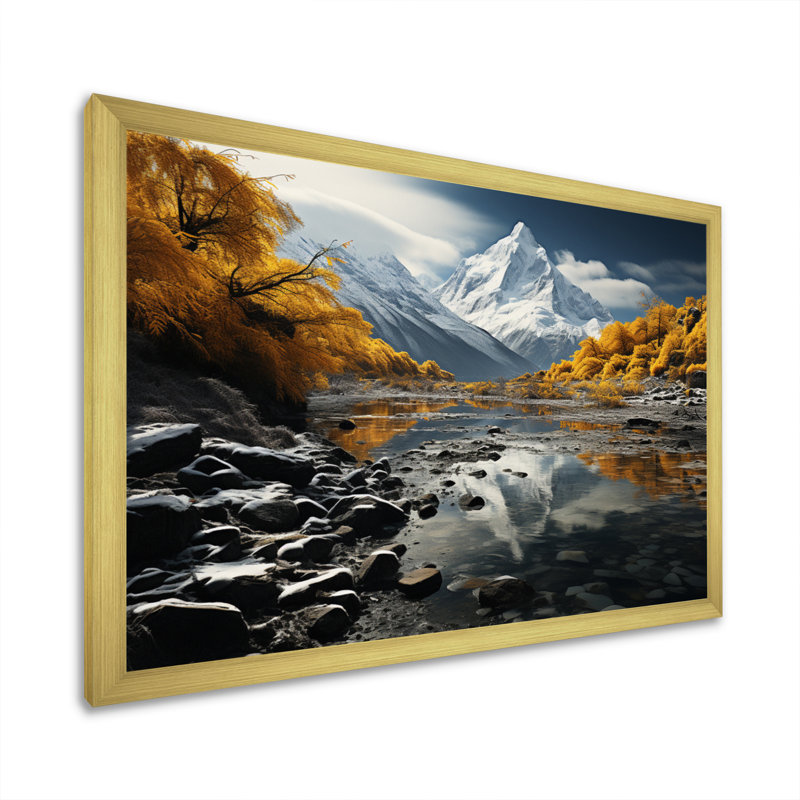 «Biddings» - Glacier Frozen Eternity - jaune, H 34 po x l 44 po x P 1,5 po, Cadre doré simple