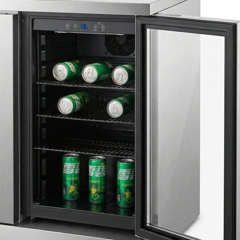 Cuisine extérieure de luxe avec évier et réfrigérateur en acier inoxydable avec réfrigérateur, Argent