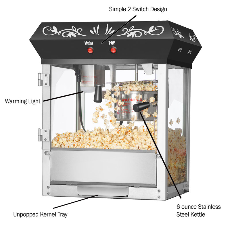 Great Northern Popcorn 6 oz. Foundation Tabletop Popcorn Machine, Black