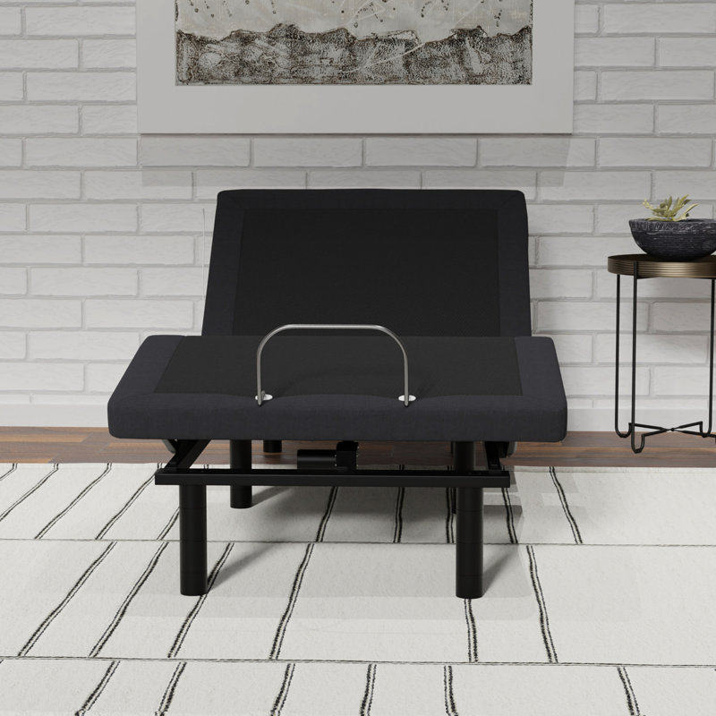 Dark Grey Metal Twin Xl Adjustable Base: Voice Control, Glide Feature & Led Lighting Zero Foot Massages, Ports,
