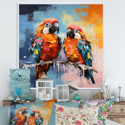 «Vibrant Duets Parrots I» sur toile