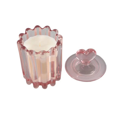 Bougie en verre 6,5 po avec couvercle champagne mousseux 9 oz