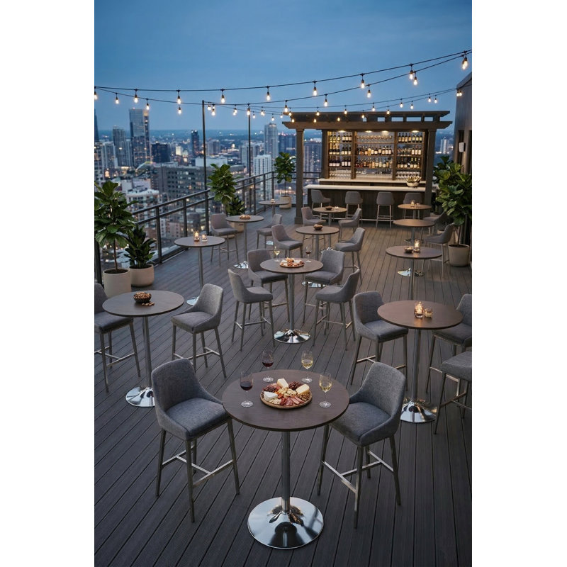 Mix Pub Modern Bar Table – Contemporary Bar-Height Table in Wood Finish - Pub Table - Wood Bar Table - Espresso Brown Wood Veneer 