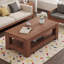 Table basse moderne avec rangement à 2 niveaux, centre de table en panneau de fibres à densité moyenne pour le salon, capacité de poids élevée et assemblage facile-611405048