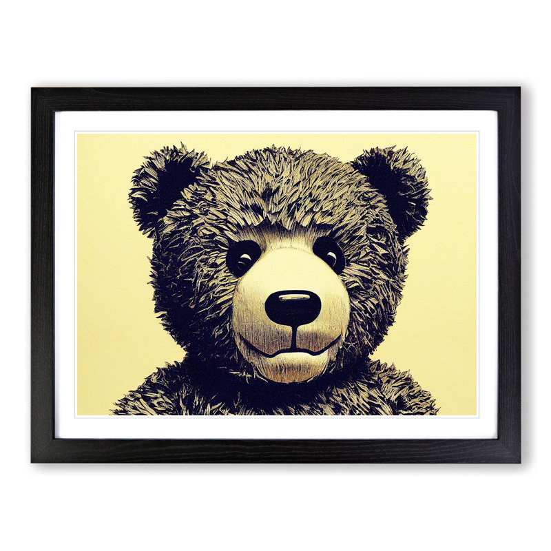 Ideal Teddy Bear - Single Picture Frame Print, Black, 46cm H x 64cm W x 2cm D