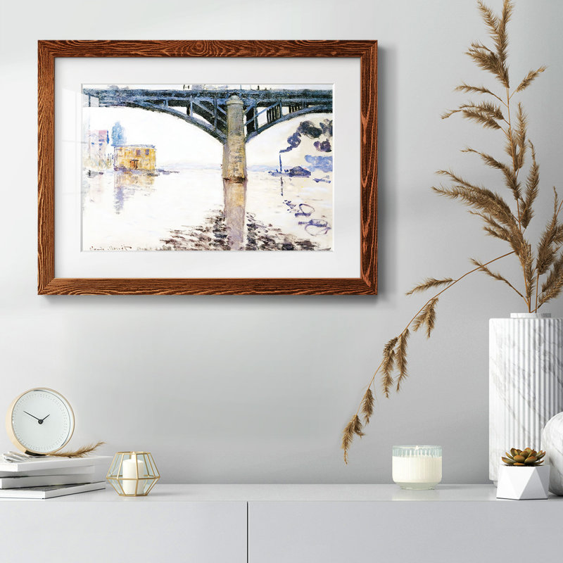 Le pont de chemin de fer à Argenteuil, 1874 - Peinture à cadre unique, Érable, H 22 po x l 32 po x P 1,5 po