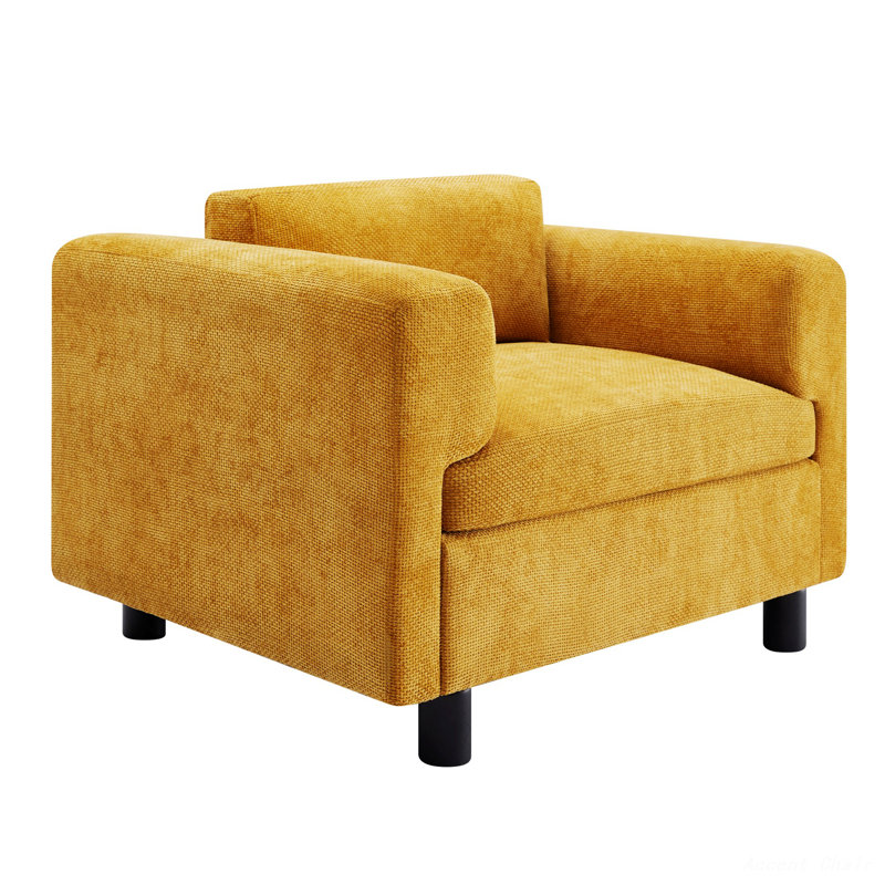 Oversized Armchair, Yellow Woven Velvet