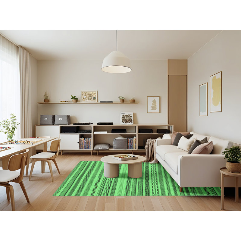 Kayll Washable Geometric Indoor Rug, Rectangle 7' x 9'