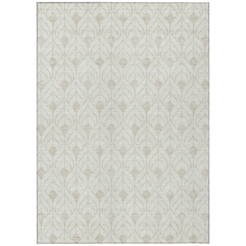 Tapis intérieur lavable à motif géométrique 9 pi x 12 pi ivoire