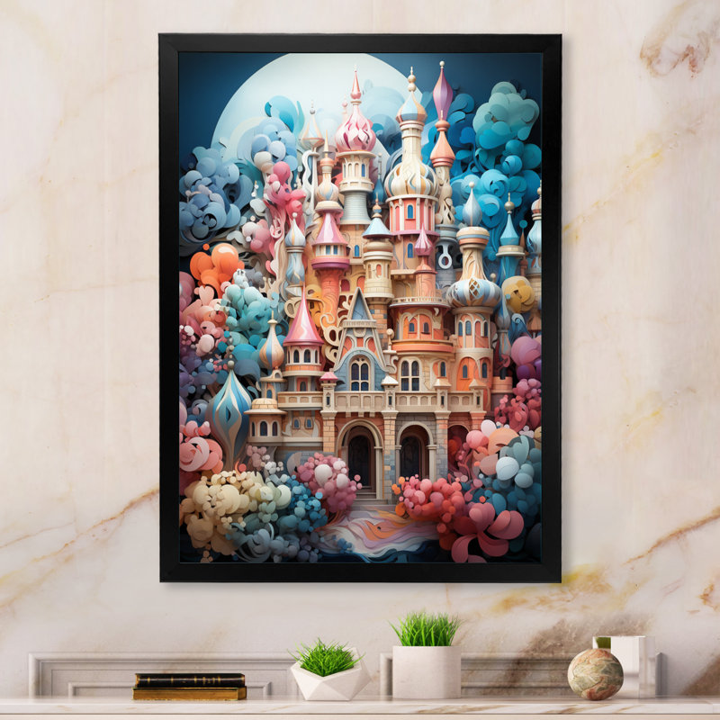 Essonne, châteaux fantaisistes, pastel I sur toile, Cadre photo noir, H 20 po x l 12 po x P 1 po