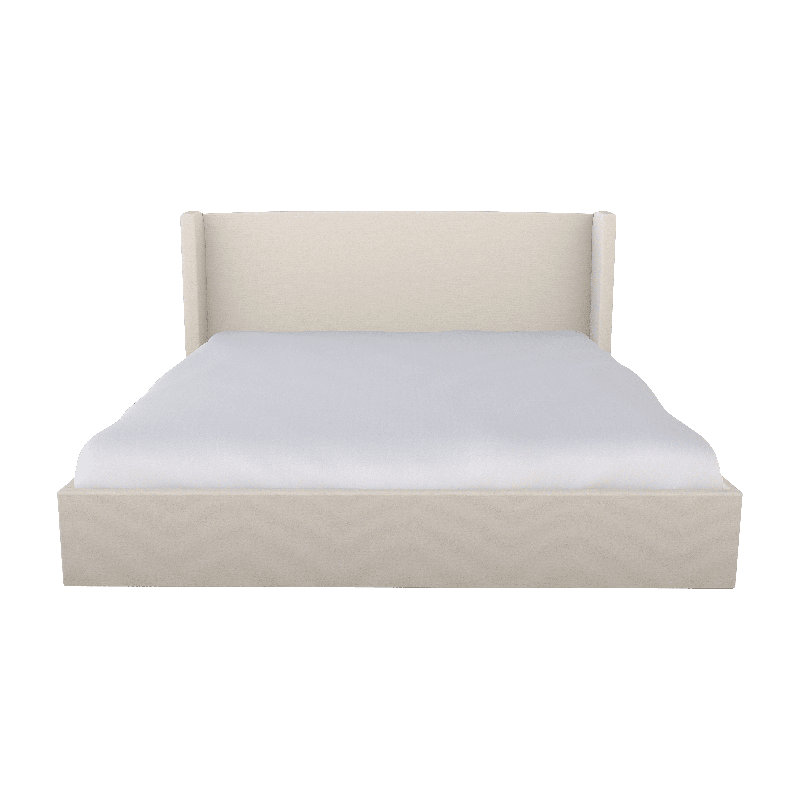 Chloe Solid Wood Wingback Bed, King, Study Hall Ivory