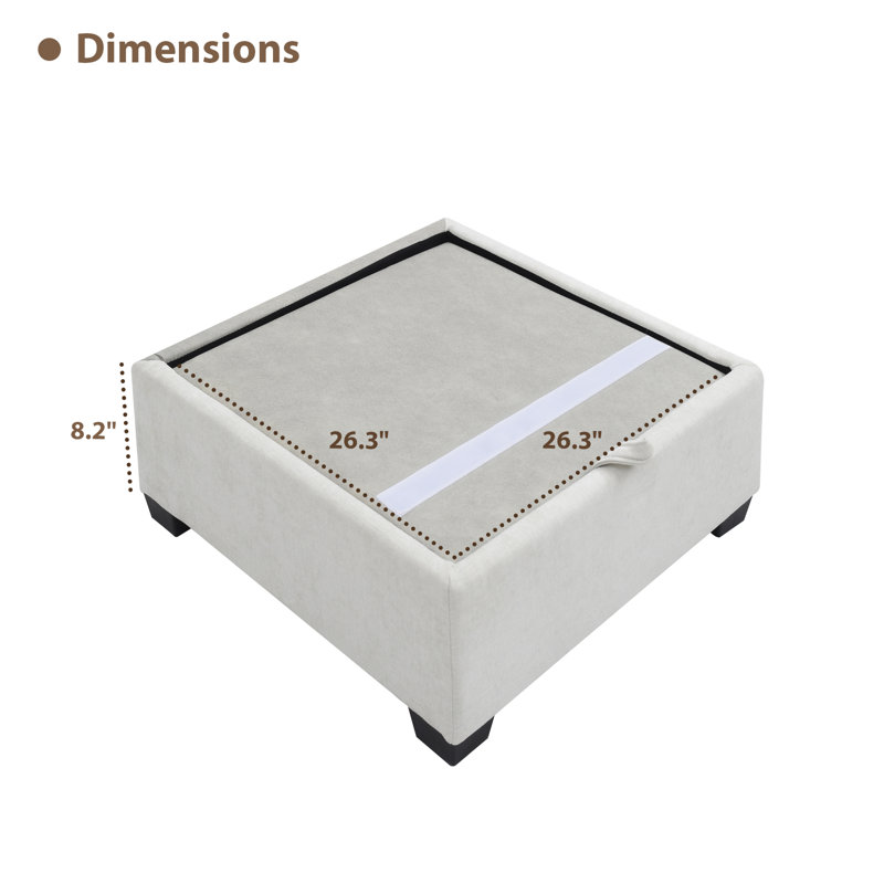 29.5’’ Wide Square Ottoman With Storage, Beige
