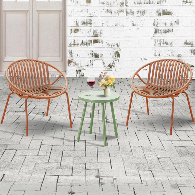 Ensemble de mobilier de patio, ensemble de conversation 3 pièces en résine tressée avec table et 2 chaises en résine, ensemble de conversation pour le jardin