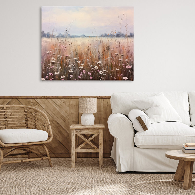 «Neutral Tone Wildflower Field Canvas», conception par Arlington Prints, H 36 po x l 48 po