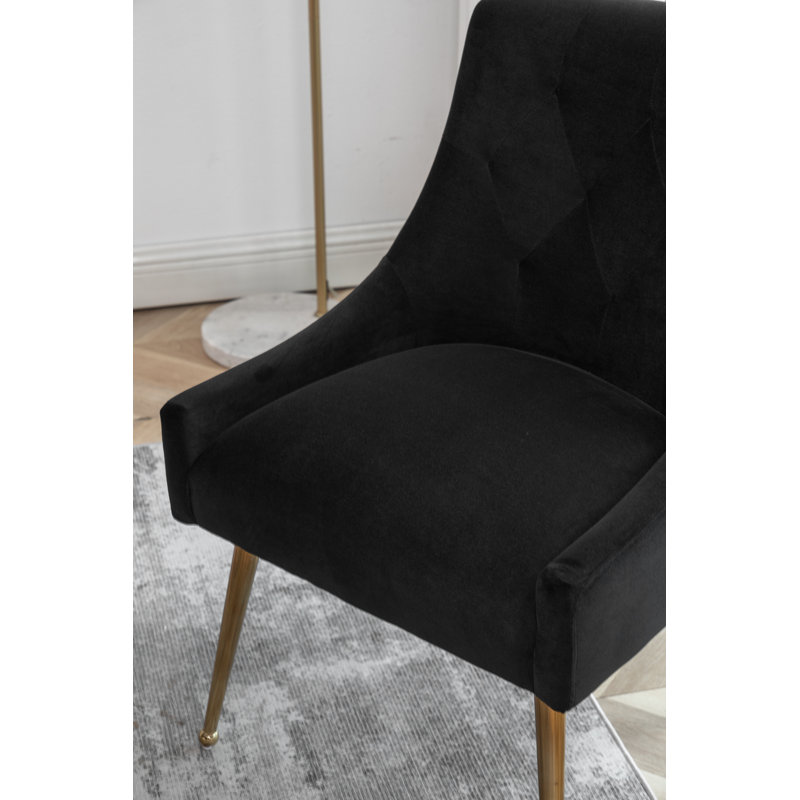 Mayreli Tufted Velvet Upholstered Side Chair, Black