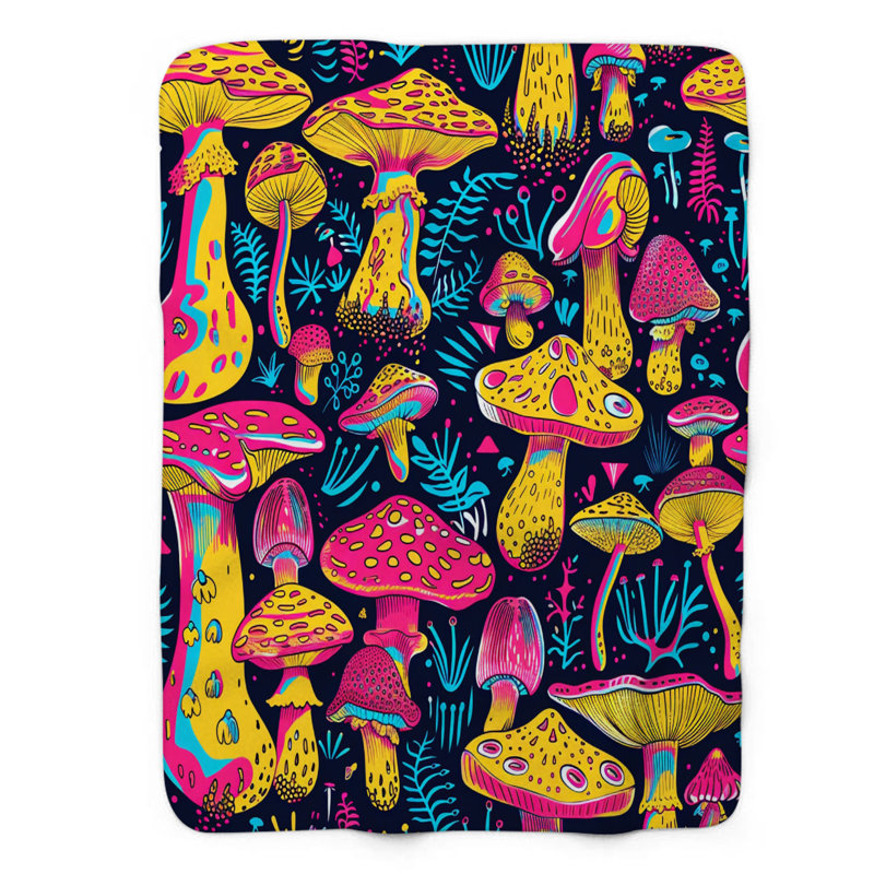 Motif de balise maritime - 1 pièce Sherpa Premium, L 50 po x L 60 po, Trippy Fungi Designs