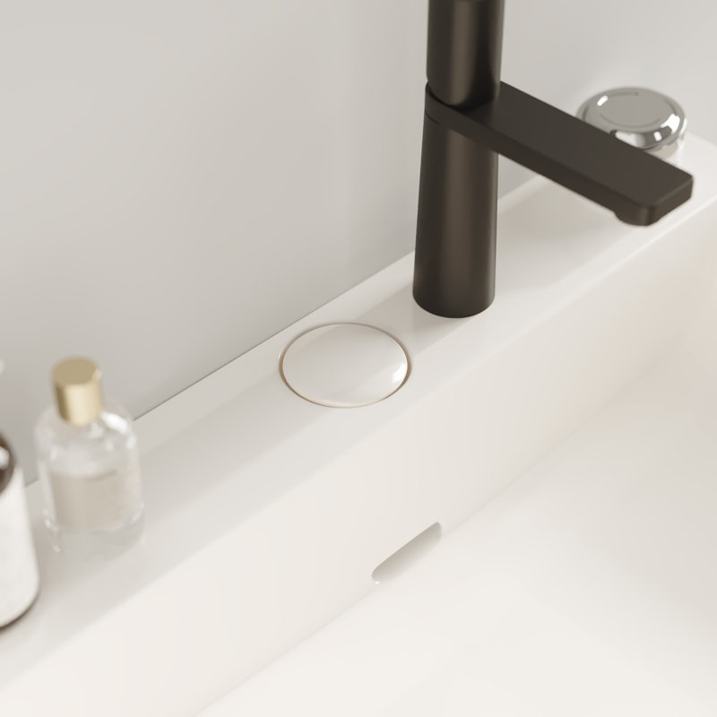 Meuble-lavabo Lofi avec lavabo en cÃ©ramique, Blanc, Blanc