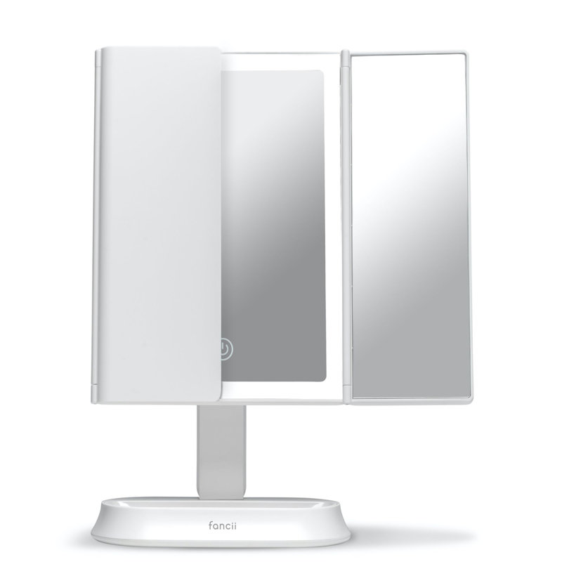 Modern Lighted Magnifying Makeup Mirror, White