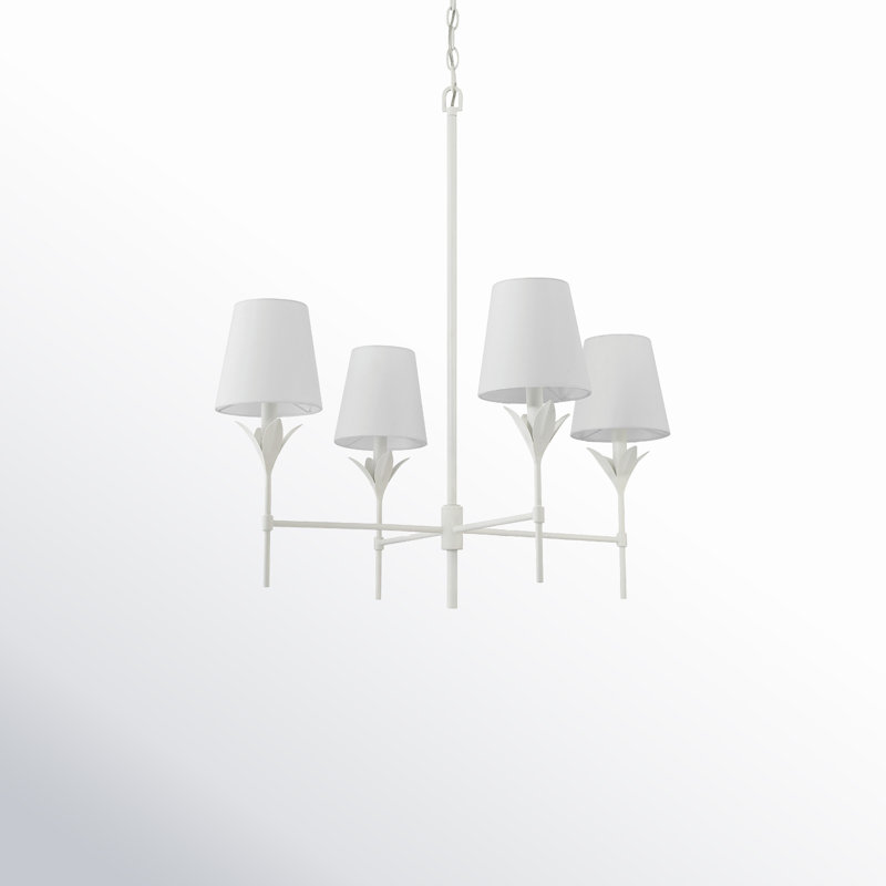 4 - Light Dimmable Classic / Traditional Chandelier, Matte White