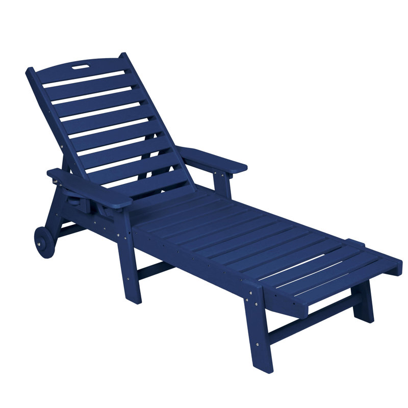 Lounge Chair Outdoor with HDPE Material, Navy Blue
