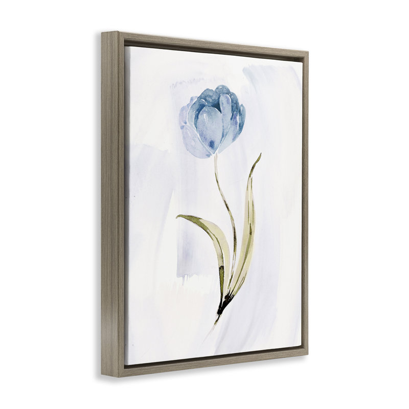 Fleur bleue simple, H 31 po x l 25 po, Cadre flottant orme Montalcino