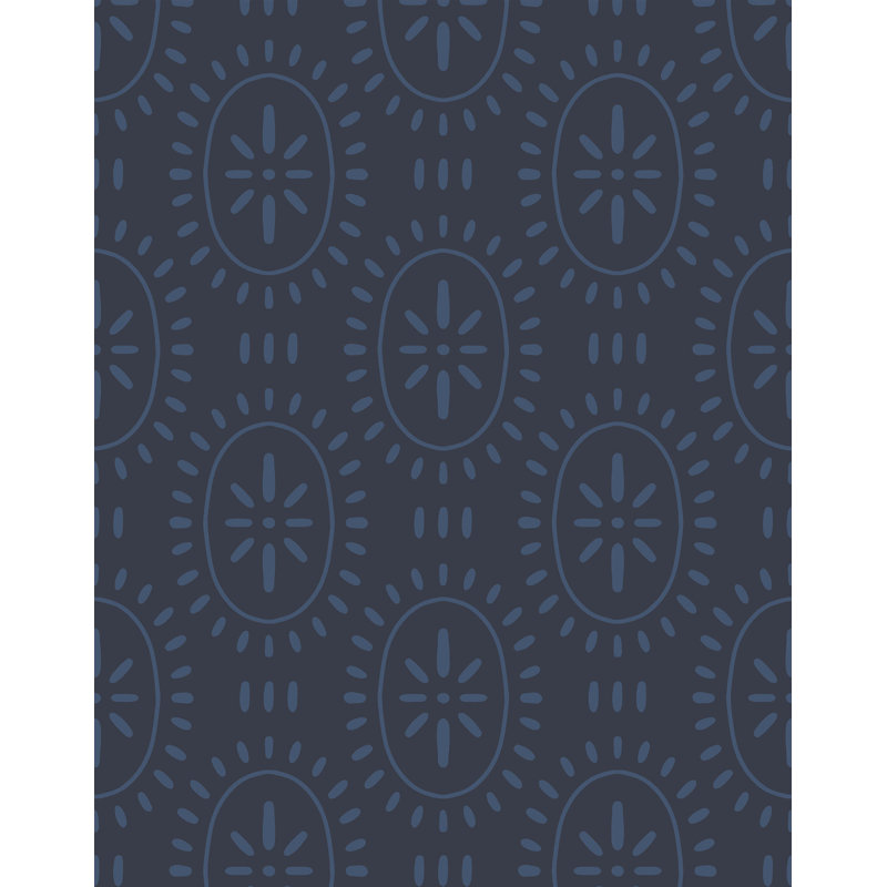 Sun Motif Pattern Wallpaper, Navy