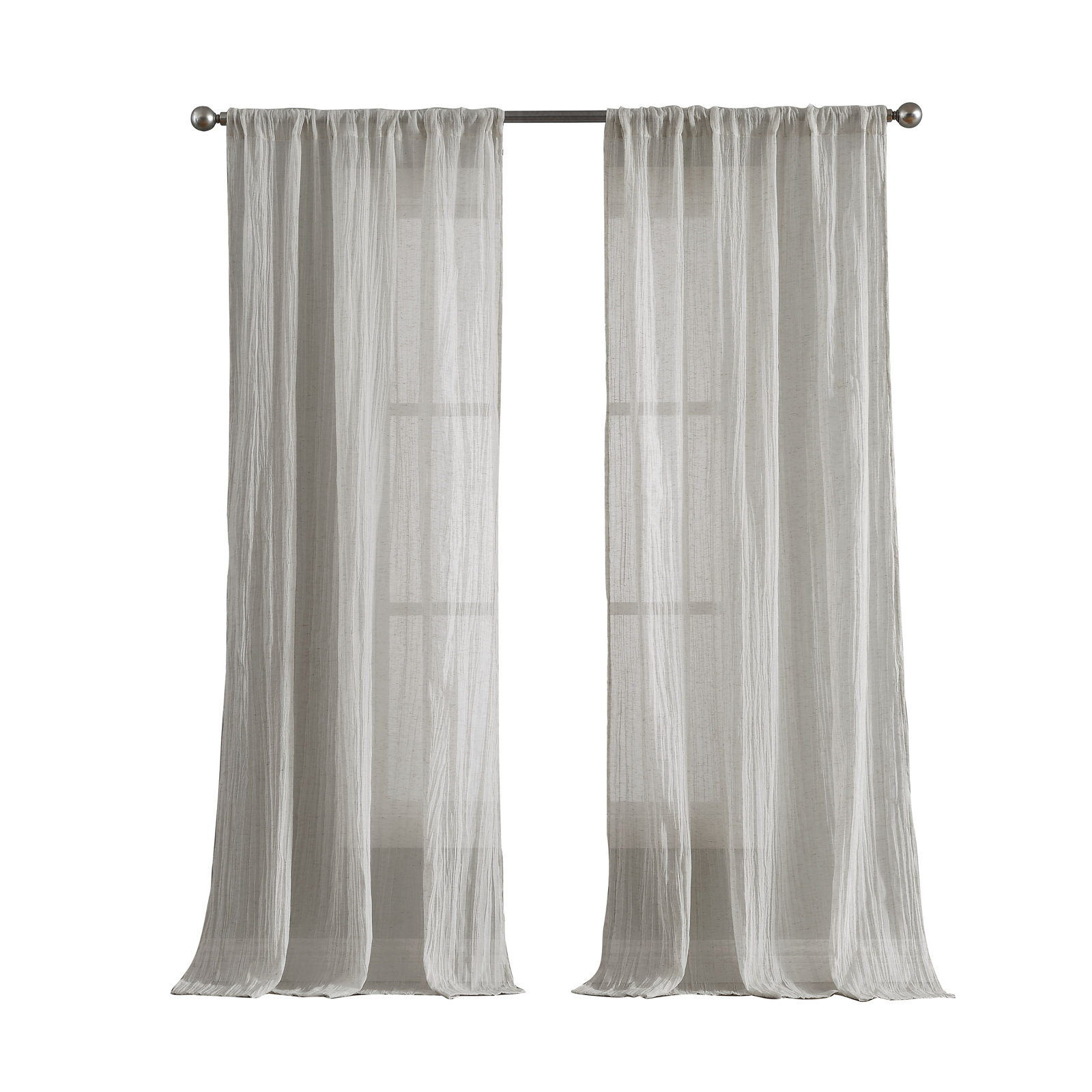 Solid Semi-Sheer Curtain Panels, 50" W x 84" H, Light Beige