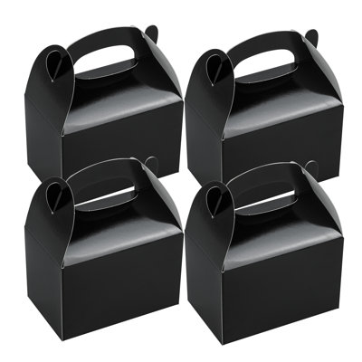 Restaurantware Gable Gift Boxes 100 Count 4 x 2.5 x 2.5 Inches Greaseproof Paper Black Kraft Favor Boxes Wedding Favor Box Party Favor Box Black Handle Design Recyclable