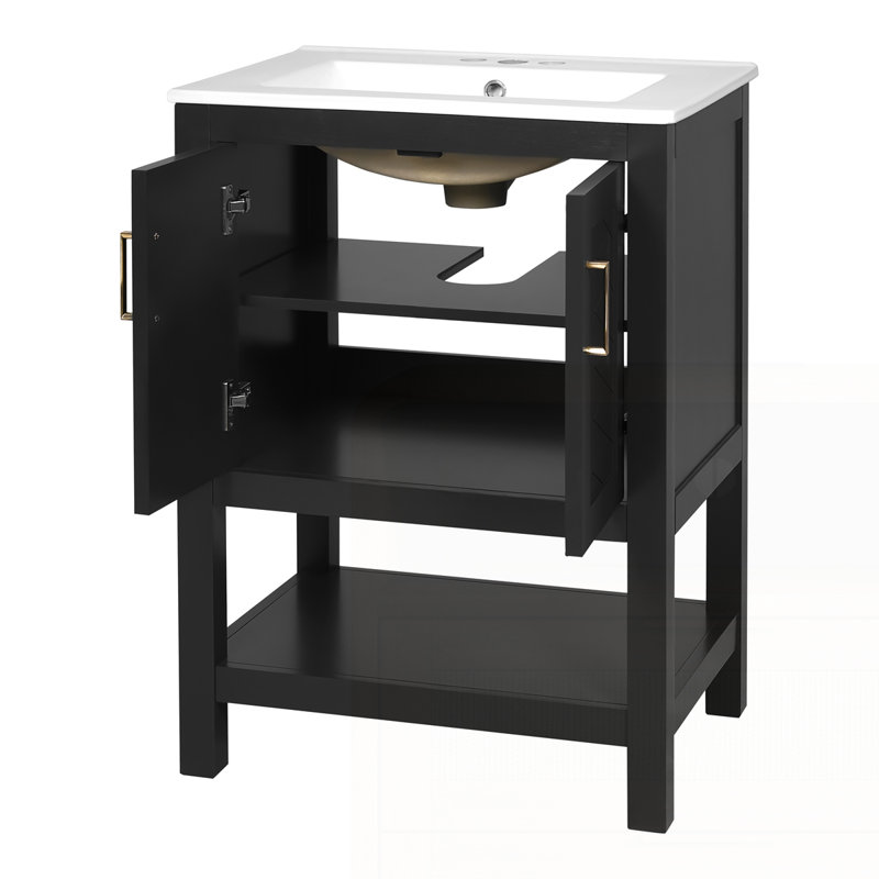 Meuble-lavabo moderne 24 po, Black