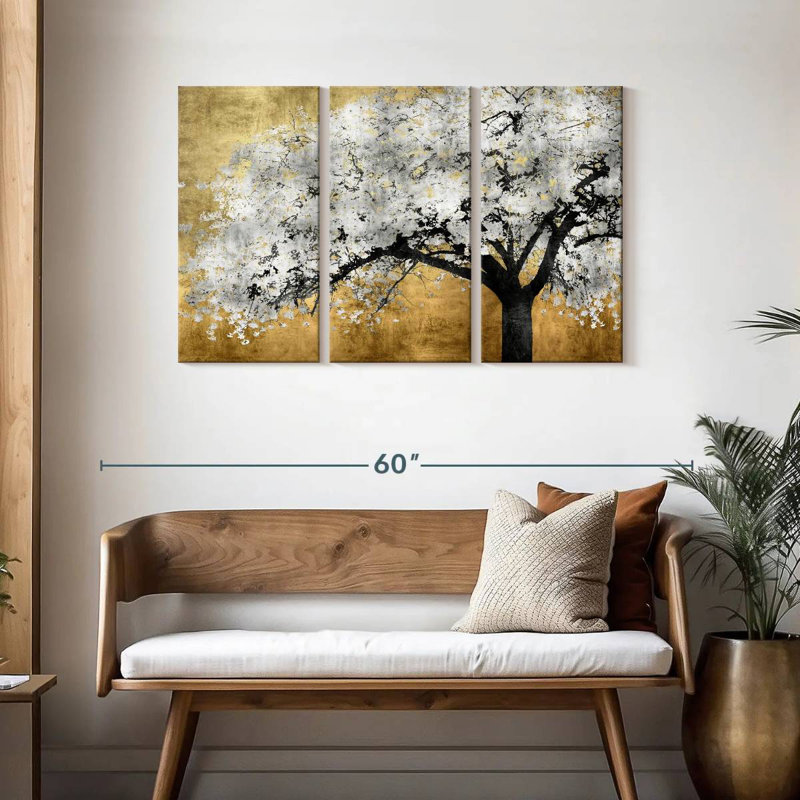 Harnek Silver Blossoms III, 28" H x 45" W