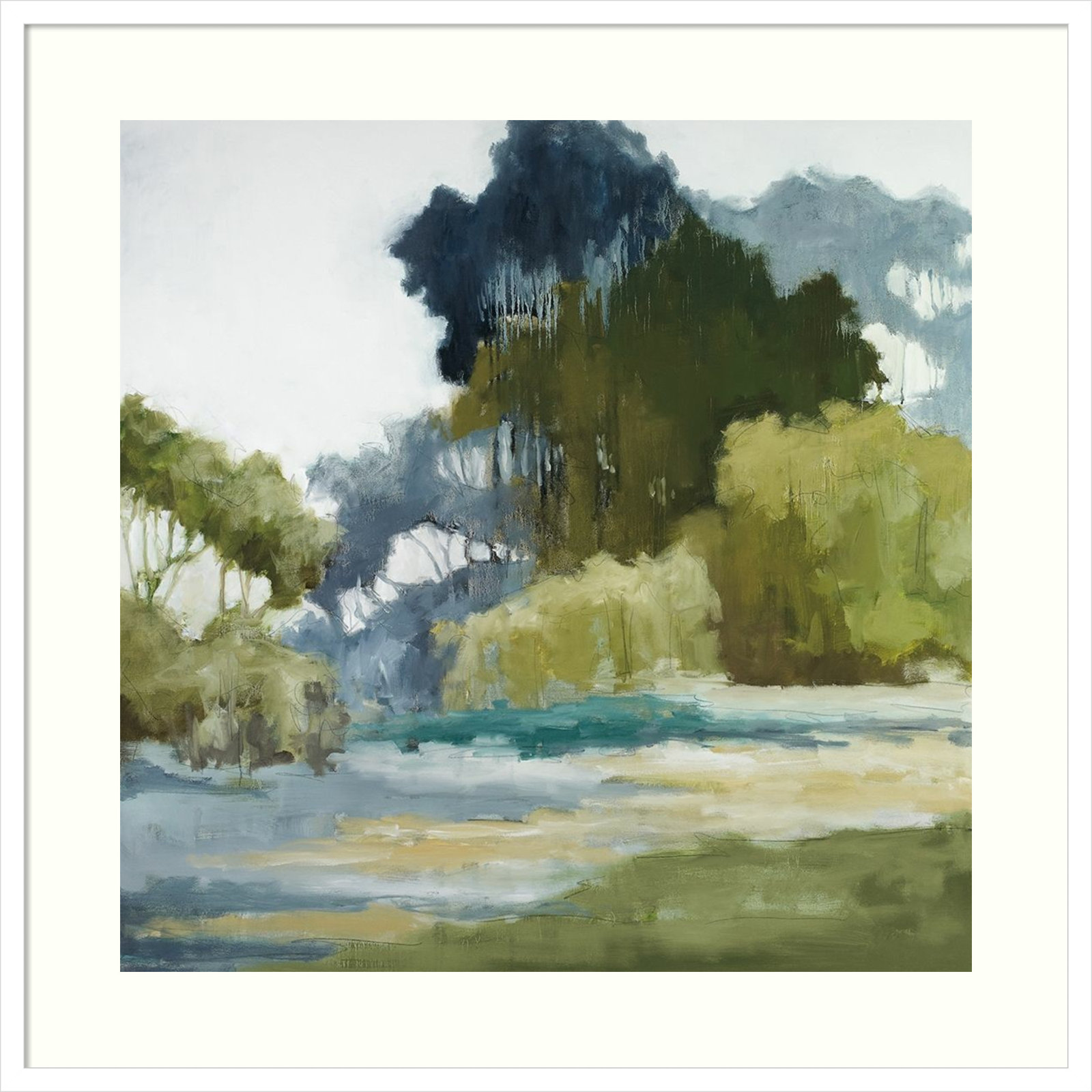 Bean Fields Tall Trees Print, 19" H x 19" W, White Framed Paper