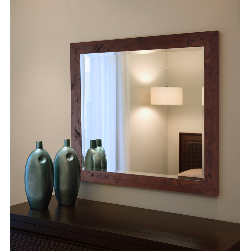 Flat Wall Mirror, 39.5" H x 45.5" W, Dark Walnut