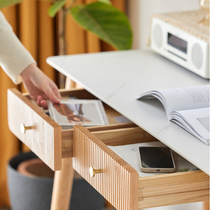 Bureau en pierre frittée de style européen, H 29,53 po x l 47,24 po x P 22,05 po