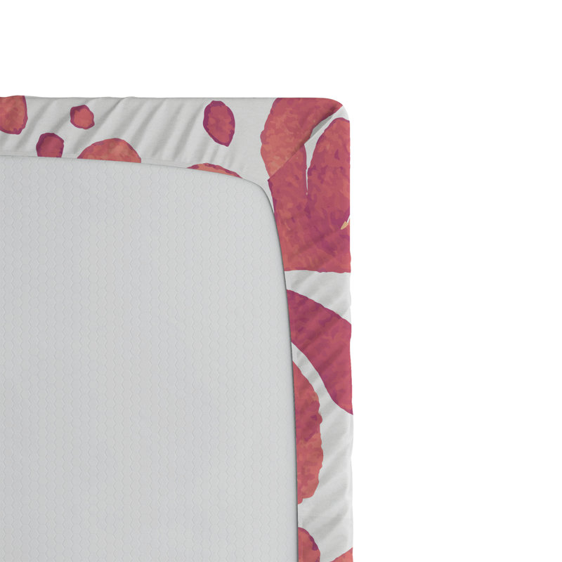Drap-housse orange Ambesonne, Corail / rose séchée / floral blanc, Drap-housse grand