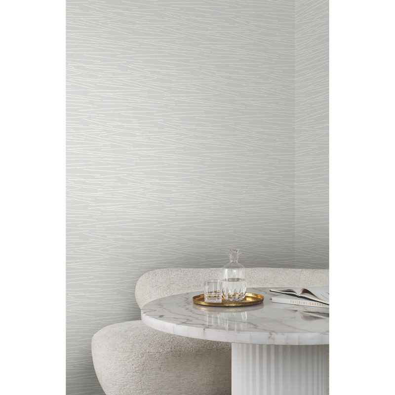 Line Horizon Abstract Wallpaper Roll, Spa Blue