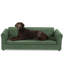 Canapé surdimensionné pour animaux de compagnie, élégant canapé-lit surélevé en tissu de lin moderne, lit pour animaux de compagnie rectangulaire surdimensionné confortable avec dossier et accoudoirs pour grands chiens surdimensionnés - vert olive-1588817570