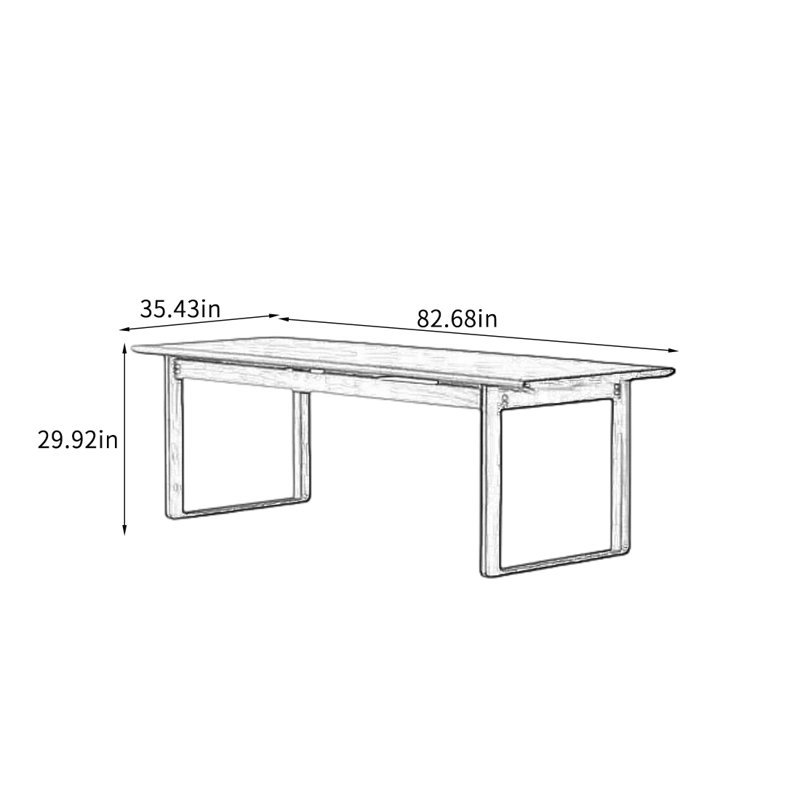 Minimalist Walnut Rectangular Table., 29.92"H x 82.68"L x 35.43"W