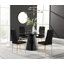 Beca Statement Pedestal Round Dining Table Set & 4 Luxury Velvet Dining Chairs-90654909-90654898