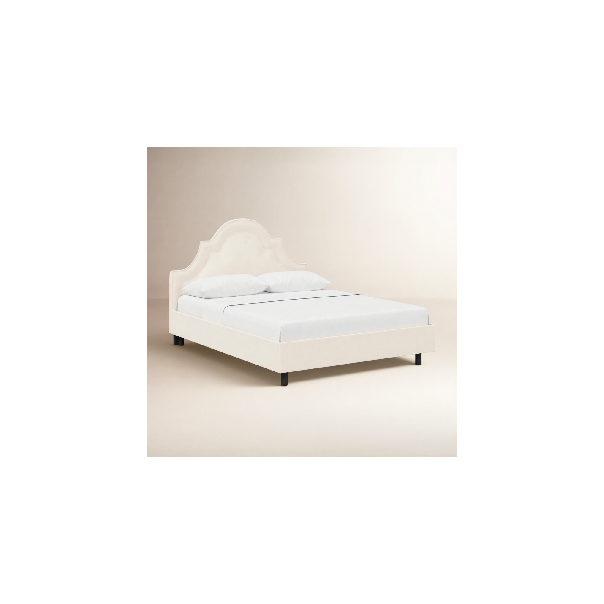 Knipe Upholstered Scalloped Bed, Zuma Navy Textured Linen, Queen