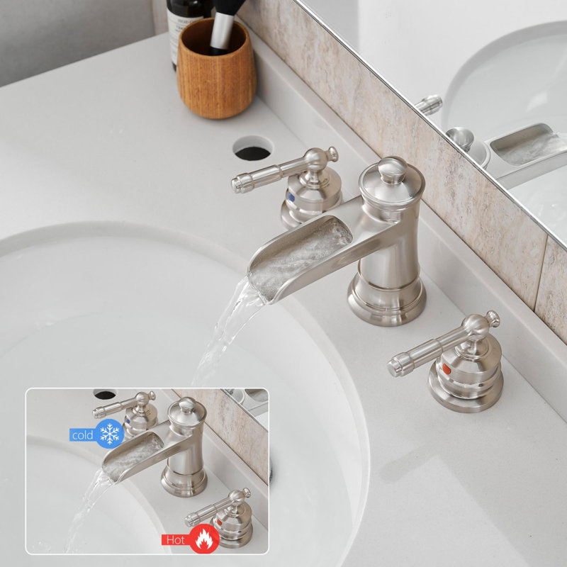 8 Inch Wide Bathroom Faucet, Brushed Nickel